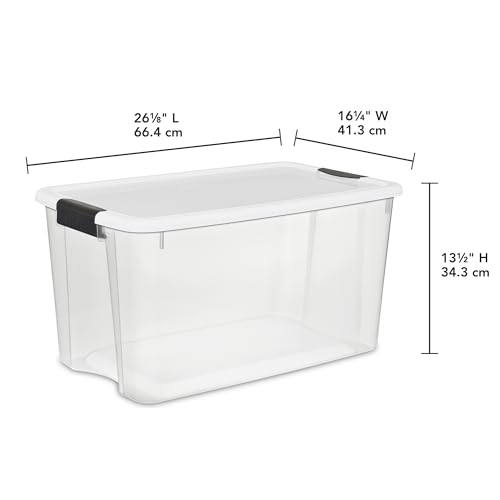 Sterilite 4 Pack Ultra Latching Box, Storage Bins with Lids, Clear Plastic, 70 Quart - Heavy-Duty Organizing Containers for Closet, Bathroom, and Office - size: 70 Quart