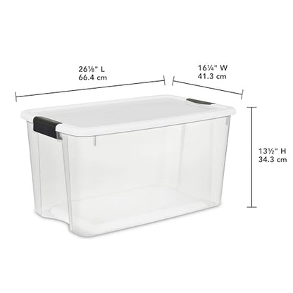Sterilite 4 Pack Ultra Latching Box, Storage Bins with Lids, Clear Plastic, 70 Quart - Heavy-Duty Organizing Containers for Closet, Bathroom, and Office - size: 70 Quart