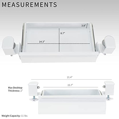 VIVO 16 inch Clamp-On Sliding Pull-out Drawer without Shell for Office Desk, Storage Organizer for Sit Stand Workstation, White, DESK-AC03C-W