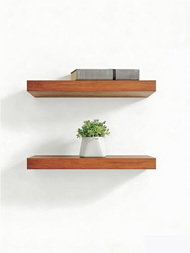 Solid Wood Floating Shelves,11.8in Finished Real Wood Wall Shelves with Heavy-Duty Hidden Bracket, Easy Installation, Set of 2, 11.8in x 7.1in x 1.5in, for Living Room Bedroom Kitchen,Bronze - color: Bronze, size: 11.8in
