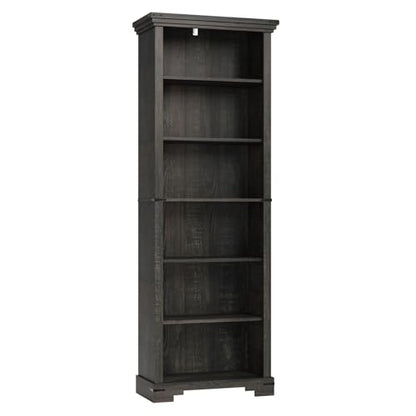 6-Tier Farmhouse Bookshelf, 73 inch Tall Book Shelf with Unique Design & 2 Adjustable Shelves, Wooden Bookshelf for Study Room, Living Room, Kitchen, Bedroom (Black) - color: Black, size: 6-tier