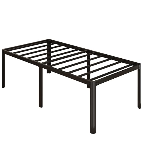 Yicensen 22 Inch High Twin Bed Frames with Rounded Corner Legs, Heavy Duty Metal Twin Size Platform Bed Frame No Box Spring Needed, Easy Assembly, Noise Free, Black - size: Twin, style: 22 Inch