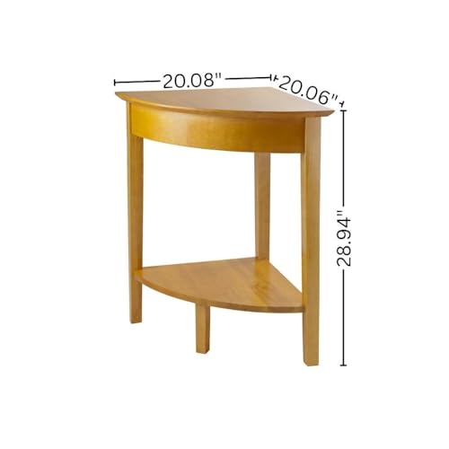 Furnifact Corner Desk/Table, Triangle Shape, Single Lower Shelf, Solid Wood, Space Saver, Honey Gold Finish, Compact