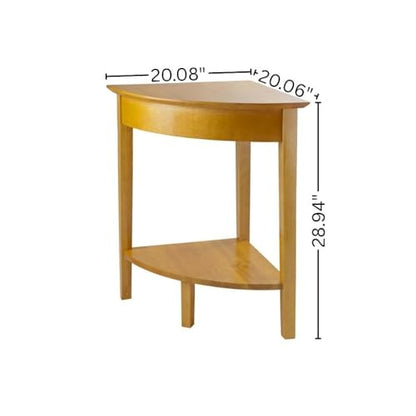 Furnifact Corner Desk/Table, Triangle Shape, Single Lower Shelf, Solid Wood, Space Saver, Honey Gold Finish, Compact