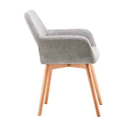 Desk Chair No Wheels Comfy Accent Chair for Living Dining Room Bedroom Vanity Chair Makeup Chair Home Office Mid Century Modern Upholstered Armchair Sofa (Gray, 1) - color: Grey