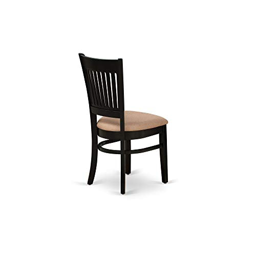 East West Furniture DLVA5-BLK-C 5 Piece Dining Table Set for 4 Includes a Round Kitchen Table with Dropleaf and 4 Linen Fabric Upholstered Dinette Chairs, 42x42 Inch, Black - color: Dlva5-blk-c