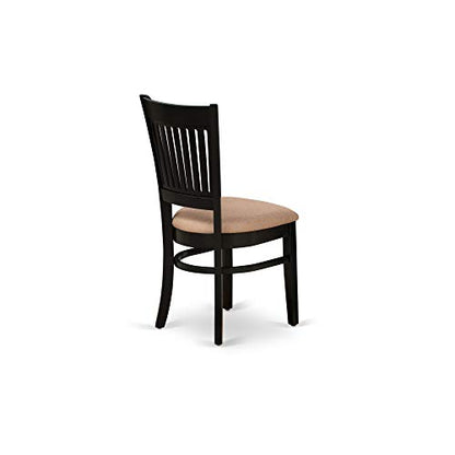 East West Furniture DLVA5-BLK-C 5 Piece Dining Table Set for 4 Includes a Round Kitchen Table with Dropleaf and 4 Linen Fabric Upholstered Dinette Chairs, 42x42 Inch, Black - color: Dlva5-blk-c