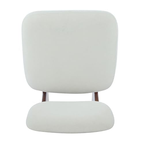 Christopher Knight Home Mores Low Profile Accent Chair Set of 2, Modern Living Room Armless Lounge Chair, Fabric Comfy Reading Chair for Bedroom, Wooden Frame and Thick Padded Seat, White+Walnut - color: Walnut+white C