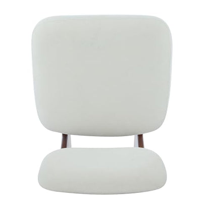 Christopher Knight Home Mores Low Profile Accent Chair Set of 2, Modern Living Room Armless Lounge Chair, Fabric Comfy Reading Chair for Bedroom, Wooden Frame and Thick Padded Seat, White+Walnut - color: Walnut+white C
