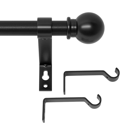 Black Curtain Rods for Windows 66 to 120, Adjustable Length, Heavy Duty Steel Rod, Wall Mounted, 120 Inch - color: Black, size: 66 to 120 inch