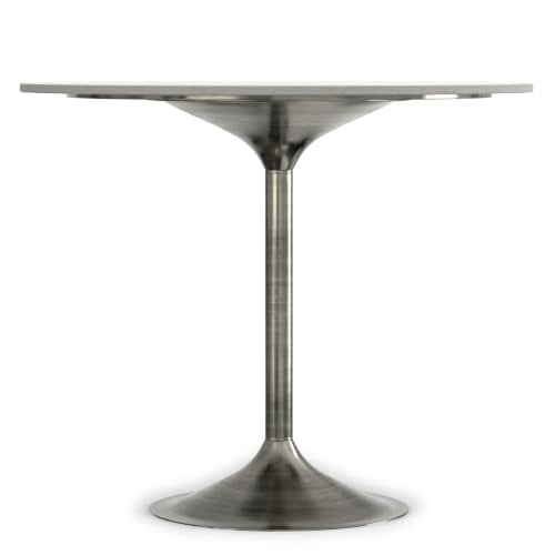 SIMPLIHOME Whitley 72" Wide Solid Mango Wood Dining Table in Black - color: White Marble/Antique Silver