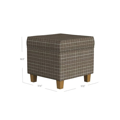 HomePop 18" Classic Square Storage Ottoman - Brown Windowpane - color: Brown Window Pane Fabric
