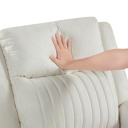 Lexicon Polished Microfiber Wall Hugger Manual Reclining Chair, Beige | 39.5"W Manual Recliner, Home Theater Seating for Living Room/Office/Apartment, Tool Free Assembly - color: Beige, size: Recliner