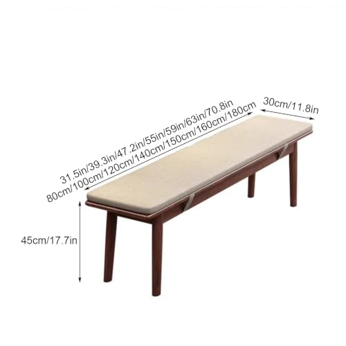 Narrow Rubber Wood Bench, Modern Dining Stool with Soft Cushion, Capacity 1100lbs, Easy to Assemble, for Dining Room Hallway Bedroom(Brown,100cm/39.3in) - color: Brown, size: 100cm/39.3in