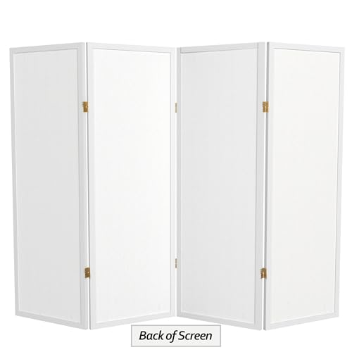 4 ft. Short Window Pane Shoji Screen - White - 4 Panels - color: White, size: 4 Panels