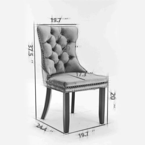Virabit Tufted Velvet Upholstered Chairs Set of 2, Nailhead Back and Ring Pull Trim, Solid Wood Chairs for Kitchen/Bedroom/Dining Room (Beige) - color: Beige, size: set of 2