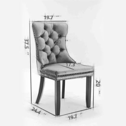 Virabit Tufted Velvet Upholstered Chairs Set of 2, Nailhead Back and Ring Pull Trim, Solid Wood Chairs for Kitchen/Bedroom/Dining Room (Beige) - color: Beige, size: set of 2