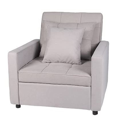 Sofa Bed Chair 3-in-1 Convertible Chair Bed, Lounger Sleeper Chair, Single Recliner for Small Space with Adjustable Backrest (Light Grey) - color: Light Grey