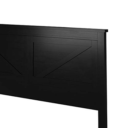 Glenwillow Home Farmhouse Style Wood Panel Headboard in Black - Queen Size - color: Ebony/Black, size: Queen