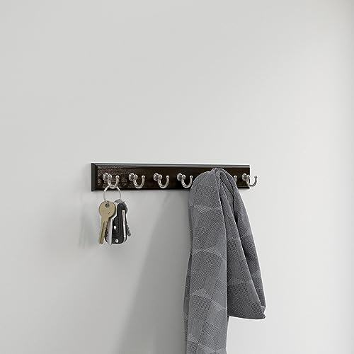 Franklin Brass Key Tidy (1-Pack) Matte Black Key Holder 14' Wall Mount Small Item Rack 7 Hooks for Wall, Hallway, Entry Keychain Rail Organizer B46712K-218-R - color: Matte Black & Matte Nickel, size: 14 Inch