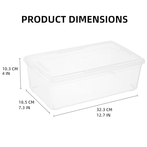 novelinks 12 Pack 6QT Plastic Storage Bins with Lids, Shoe Bins | Shoe Boxes Clear Plastic Stackable, Shoe Containers, Clear Shoe Storage Boxes, Craft Organizers and Storage - size: 6 Qt - 12 Pack