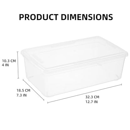 novelinks 12 Pack 6QT Plastic Storage Bins with Lids, Shoe Bins | Shoe Boxes Clear Plastic Stackable, Shoe Containers, Clear Shoe Storage Boxes, Craft Organizers and Storage - size: 6 Qt - 12 Pack