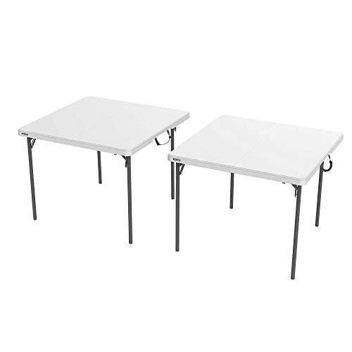 Lifetime 80884 37-Inch Square Fold-in-Half Table, 2 Pack, Light Commercial, White Granite - size: 37-Inch, 2 Pack