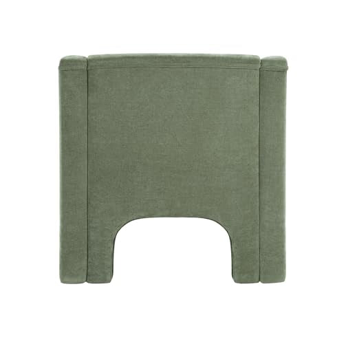 Penau Barrel Accent Chair, Chenille Upholstered Green Chair | Soft Chenille Upholstery, Enclosed Barrel Arms, Compact Lounge Seating For Living Room, Bedroom, Reading Nooks