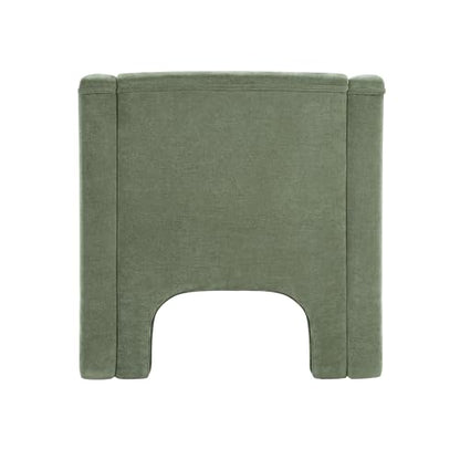 Penau Barrel Accent Chair, Chenille Upholstered Green Chair | Soft Chenille Upholstery, Enclosed Barrel Arms, Compact Lounge Seating For Living Room, Bedroom, Reading Nooks
