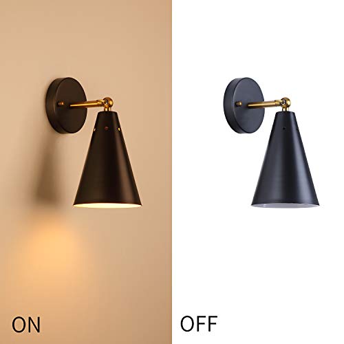 MWZ Modern Black Wall Sconces Lighting, 2 Pack Gold Rustic Lamp Fixture Farmhouse Simplicity Bronze Finish Arm Swing Industrial Wall Lights for Bedroom,Living Room,Reading,Kitchen - color: Black