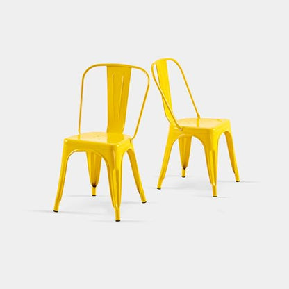 AC Pacific 18 Inch Seat Height Industrial Metal Dining Chairs, Stackable Kitchen or Bar Seat, Durable Modern Design, Versatile Accent Furniture, Set of 2, Yellow - color: Yellow, size: Set of 2