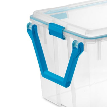Sterilite 120 Qt Wheeled Gasket Box, Stackable Storage Bin with Latching Lid, Handle and Tight Seal, Plastic Container with Clear Base and Lid, 1-Pack