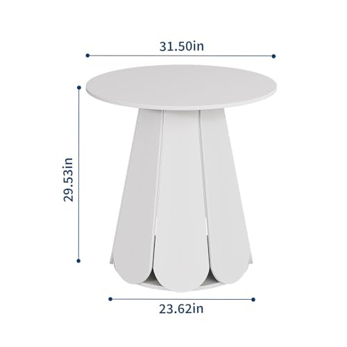 31.5" Round Dining Table, Small Circle Kitchen Table for 2-4 People, Modern Farmhouse Wood Dinning Room Tables with Pedestal Base, Space Saving Dinner Tables for Small Spaces, Mesa de Comedor, White - color: White