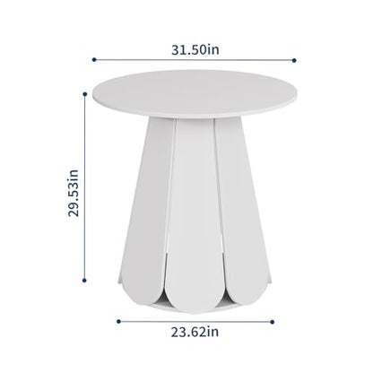 31.5" Round Dining Table, Small Circle Kitchen Table for 2-4 People, Modern Farmhouse Wood Dinning Room Tables with Pedestal Base, Space Saving Dinner Tables for Small Spaces, Mesa de Comedor, White - color: White