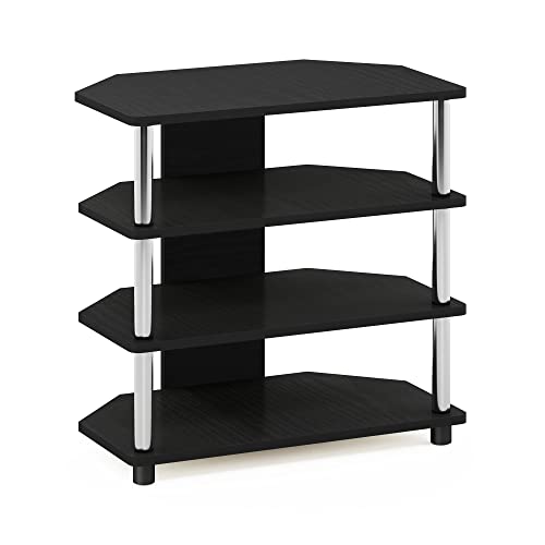 Furinno Turn-N-Tube Easy Assembly 4-Tier Petite Entertainment Center / TV Stand / TV Unit / TV Desk, Stainless Steel, Americano/Chrome - color: Americano, size: 4-Tier