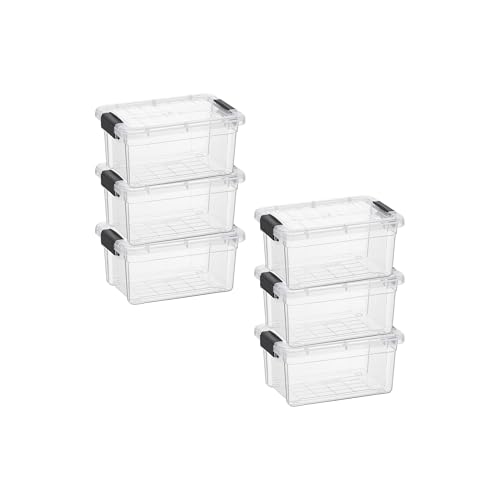 Superio Mini Storage Container Plastic Crayon Box Art Supplies and Sewing Case Stackable Clear Small Organizer for Beads, Stationery, Chalk, and Food, 1.05 Quart, 6 Pack - size: 1.05 Quarts, style: 6 Pack