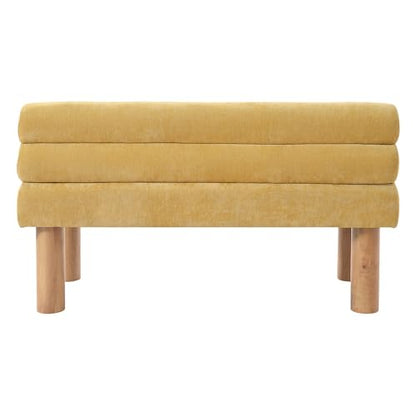 Christopher Knight Home Wally Fabric Upholstered Dining Bench, Long Dining Room Chair, Wooden Entryway Bench, Bedroom End of Bed Bench, Yellow+Natural - color: Yellow+natural