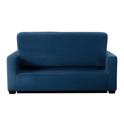 Serta Ainsley 72.6" Convertible Sleeper Sofa, Queen Size, Dreamcoil Comfort, Soft Velvet Fabric, Navy - color: Navy Blue, size: Queen Sofa
