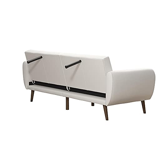 Novogratz Brittany Futon, Convertible Sofa & Couch,White Faux Leather - color: White Faux Leather