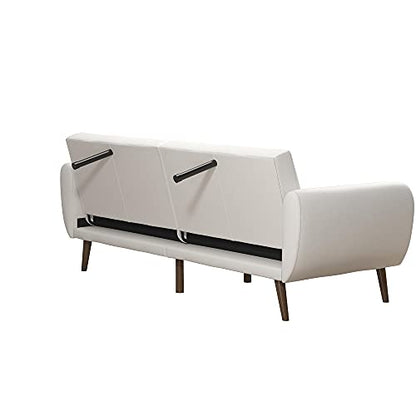 Novogratz Brittany Futon, Convertible Sofa & Couch,White Faux Leather - color: White Faux Leather