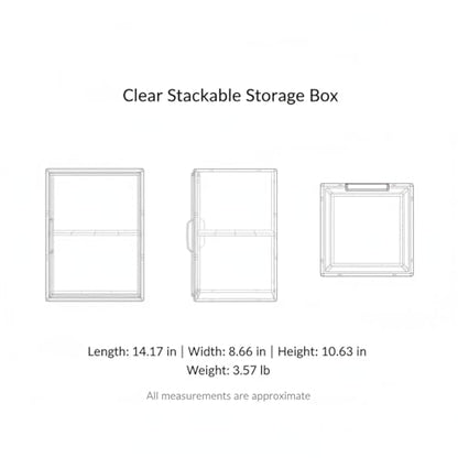 Clear Stackable Storage Bins with Lids, Durable Plastic Organizer Containers for Closet, Shelf & Desktop Organization - size: 14.17 x 8.66 x 10.63 in