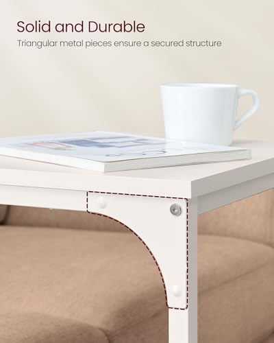 VASAGLE C-Shaped End Table, Side Table for Sofa with Metal Frame | Couch Table, Small TV Tray Table for Living Room, Bedroom, Cream White, Barnet Collection ULET353W77 - color: Cream White