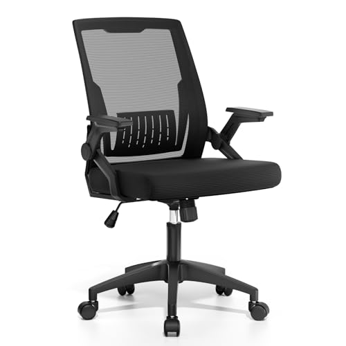 Athena Collection Ergonomic Office Chair for Home Office, 1 Pack | Mid-Back Desk Chair, Flip-Up Armrest, Lumbar Support, Adjustable Height, Comfy Computer Chair for Adults & Women