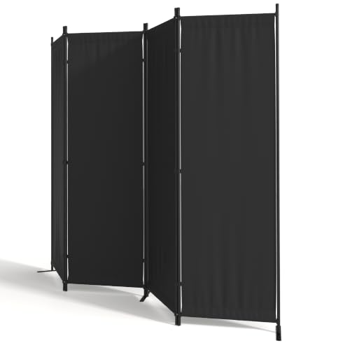 4 Panel Room Divider, 6FT Folding Privacy Screens(Black, 4 Panel-88'') | Portable Partition Room Dividers, Freestanding Wall Divider for Office, Studio, Room Separation - color: Black