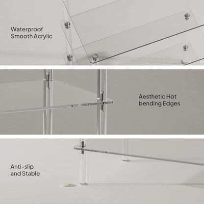 Aquiver Acrylic Small Shoe Rack - 18.1'' L x 11.8'' W x 28.5'' H - 4 Tier Shoe Rack for Front Door Entrance, Entryway, and Closet - Shoe Organizer Narrow Shoe Storage Shelf (Clear)