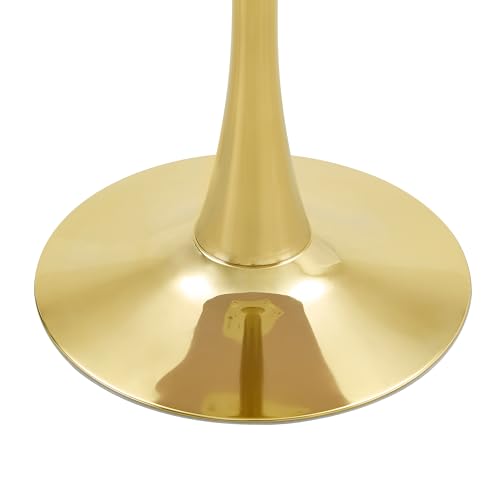 31.5" Round Dining Table, Mid-Century Modern Tulip Table with Thickened Tabletop & Metal Pedestal, Circle Bistro Table for Kitchen, Small Places, Apartments, Cafe - color: White Gold, size: 31.5" dining table