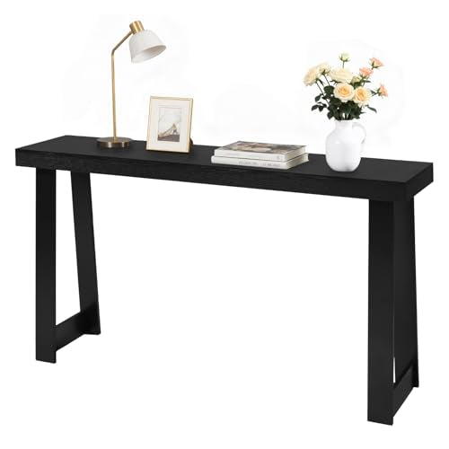 VEVOR 56 in Console Table, Modern Desk Behind The Couch, Wooden Rectangle Entrance Desk, Narrow Long Sofa Table Accent Stand, Ideal for Hallway, Bedroom, Living Room, Foyer, Easy Assembly, Black - color: Black, size: 56 Inch