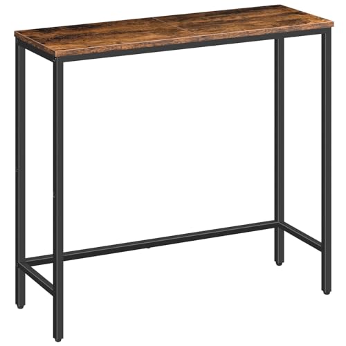 HOOBRO Narrow Console Table, 29.5" Small Entryway Table, Thin Sofa Side Display Table, for Hallway, Bedroom, Living Room, Foyer, Rustic Brown and Black BF75XG01 - color: Rustic Brown + Black