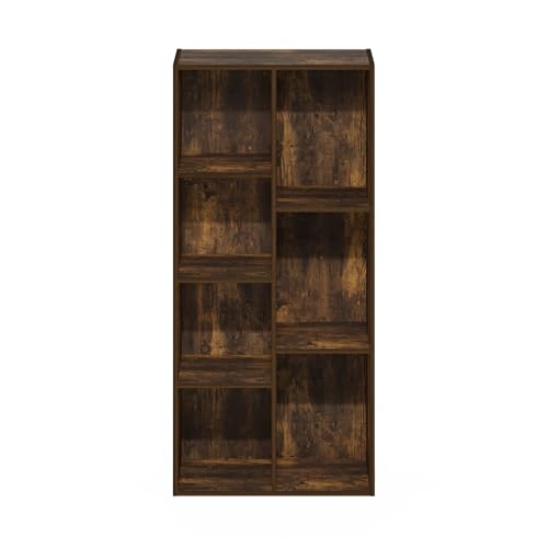 Furinno LUDER Book Shelf, 7-Cube Bookshelf, Bookcase with Open Shelves, 9.4 x 19.5 x 41.7, Easy Assembly, for Living Room, Bedroom, Home Office, Amber Pine - color: Amber Pine, size: 7-Cube