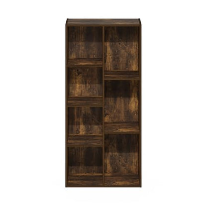 Furinno LUDER Book Shelf, 7-Cube Bookshelf, Bookcase with Open Shelves, 9.4 x 19.5 x 41.7, Easy Assembly, for Living Room, Bedroom, Home Office, Amber Pine - color: Amber Pine, size: 7-Cube